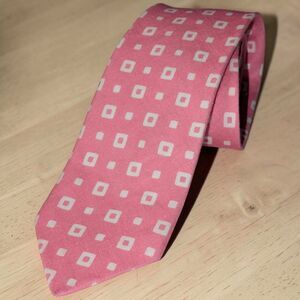 Breuer Neck Tie Pink Geometric Square Made In Italy Linen Cotton Luxury Designer